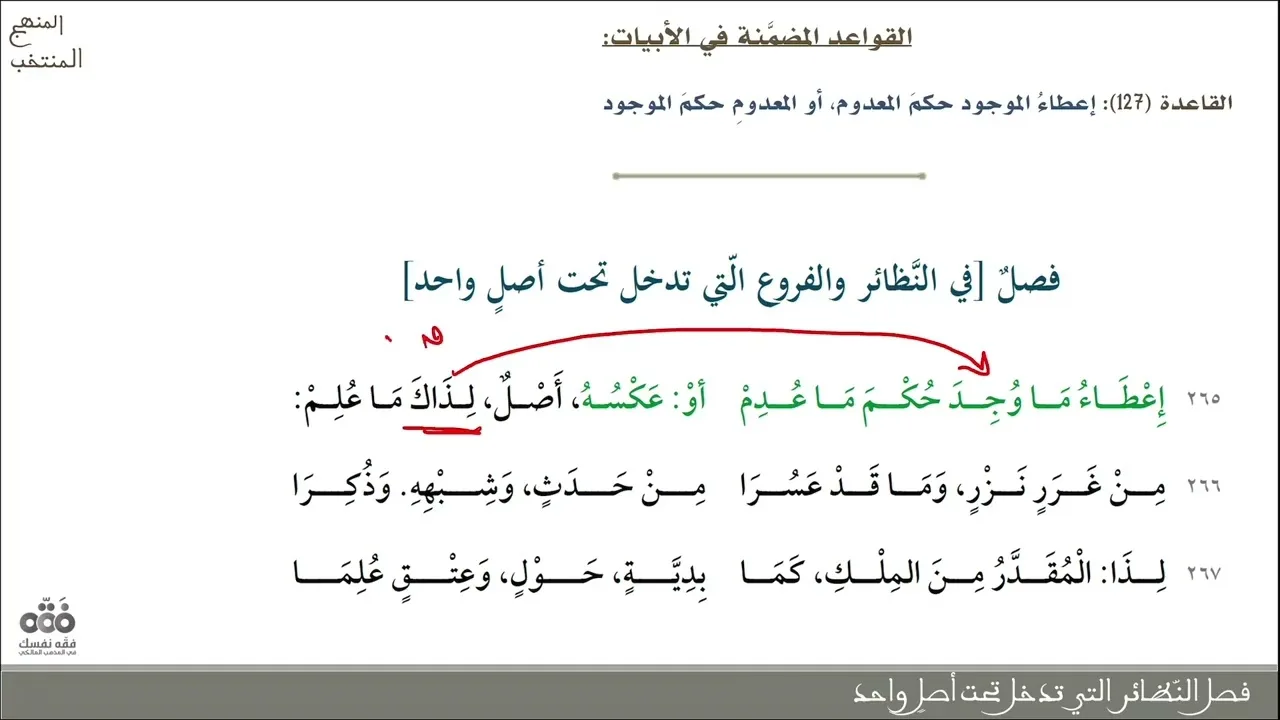 (17) أول فصول القسم الثاني - من البيت: (265) إلى (301) | شرح المنهج المنتخب | نايف آل الشيخ مبارك